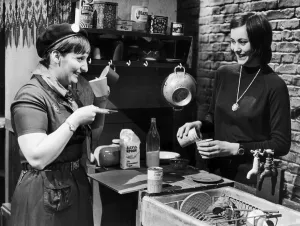 Tea Break Prints: Terry Millward and Jacqui Spalding take a break from rehearsals on the set of Keith