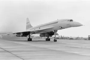Test flight of the British built Concorde prototype 002 over the Bay of Biscay
