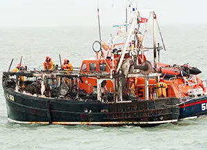 Fires Prints: The Thames Class Dover Lifeboat coming to the assistance of the fishing vessel