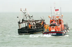 The Thames Class Dover Lifeboat coming to the assistance of the fishing vessel