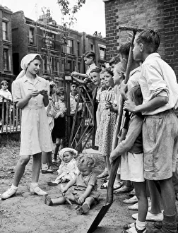 Spade Prints: Thirteen year old Joyce Hayward who has been appointed to organise a tree adoption