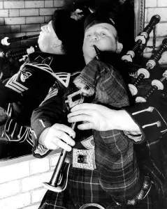 Thomas McPhail, of the City of Newcastle Pipe Band was blowing double at the miniature