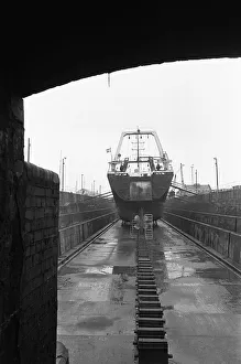 Trawler Prints: The Thor Trawl factory trawler seen here in a Hull dry dock undergoing repairs