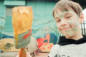 Thornaby Community Centre, youngsters hard at work painting