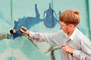 00671 Prints: Thornaby Community Centre, youngsters hard at work painting