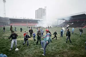 Images Dated 2nd April 1989: Thousands of Charlton fans attended the derelict, weed-strewn Valley football ground in