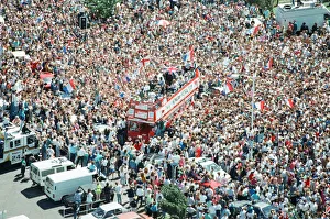 Homecoming Prints: Thousands of England football fans line the streets near Luton airport to welcome their