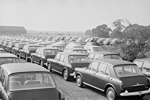 Thousands of new produced Austin cars stored on Wythnal Airfield shorlty after coming off
