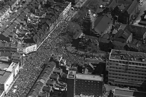Thousands of West Ham supporters throng around the Bolyn at Upton Park as the Hammers
