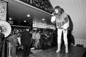 Thousands of young pop fans gather at the Bull Ring Shopping Centre for pop singer