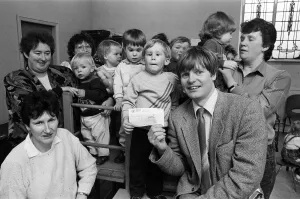 00602 Prints: Three-year-old Phillip Auckland presents a £50 cheque from Denby Dale Mothers