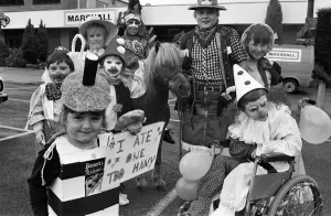 00663 Prints: Three-year-old Zoe Taylor is pictured with prize-winners from the fancy dress competition
