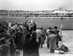 Bookmakers Prints: Tic Tac men, turf accountants and bookmakers seen here taking bets at Epsom