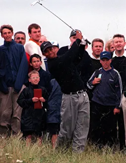 Tiger Woods golfer blasts from the rough July 1997 on the eve of the Open Golf tournament