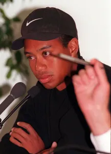Tiger Woods golfer at a press conference July 1997 on the eve of the Open Golf tournament