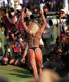 Photographers Prints: Tigermania streaker Nikki Moffat at Open championships July 1997