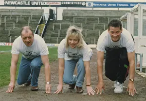 Tim Healy, Denise Welch and footballer Bjoen Kristenson line up for the launch of