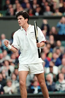 Centre Court Prints: Tim Henman of Great Britain in action during his Fourth Round Match of the Mens Singles