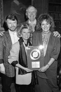 Tim RIce, Bjorn Ulvaeus, Barbara Dickson and Elaine Page pictured at the presentation of