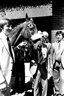 Three times Grand National winner Red Rum arrives for opening the Rum Runner nightclub in