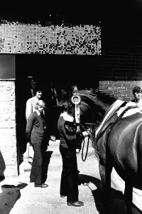 Three times Grand National winner Red Rum arrives for opening the Rum Runner nightclub in