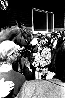 Three times Grand National winner Red Rum arrives for opening the Rum Runner nightclub in