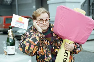 Timmy Mallett, TV presenter outside TV-am studios on the last day of production of