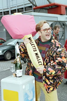 Timmy Mallett, TV presenter outside TV-am studios on the last day of production of