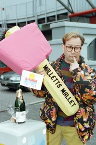 01381 Prints: Timmy Mallett, TV presenter outside TV-am studios on the last day of production of