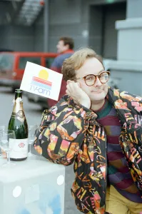 01381 Prints: Timmy Mallett, TV presenter outside TV-am studios on the last day of production of