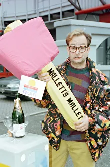 Timmy Mallett, TV presenter outside TV-am studios on the last day of production of