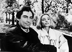 Timothy Dalton actor with Bond girl Maryam D Abo December 1986