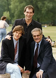Timothy Dalton Actor with Nigel Havers and Omar Sharif at the launch of a new series for