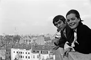 01225 Prints: Tom Courtenay and Romy Schneider at the Dorchester Hotel looking at some of the places