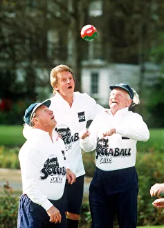 Skill Prints: Tom Finney with Denis Law and Nat Lofthouse at the launch of Soccaball