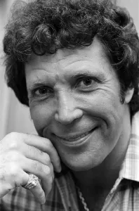 Tom Jones in concert in America. Pictured relaxing backstage. April 1983