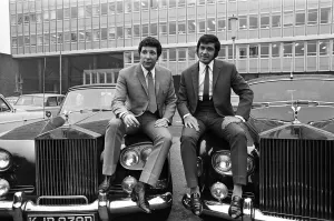 Tom Jones and Engelbert Humperdinck pictured together with their recently purchased Rolls