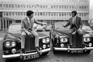 Tom Jones and Engelbert Humperdinck pictured together with their recently purchased Rolls