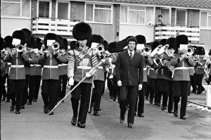 Hertfordshire Prints: Tom Jones met the band of the Welsh Guards at ATVs Studio Centre, Borehamwood, today