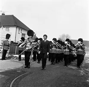 Tom Jones met the band of the Welsh Guards at ATVs Studio Centre, Borehamwood, today