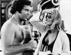 Tom Jones Singer with Miss World Marjorie Wallace on Film Set
