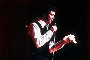 00123 Prints: Tom Jones singer singing microphone open necked shirt waistcoat hankerchief