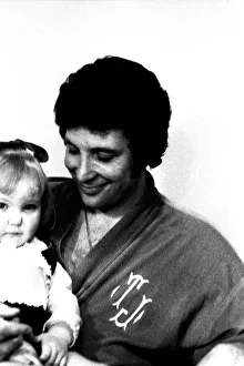 Tom Jones with three year old hole-in-the-heart patient Lisa Anne Scott from Gateshead