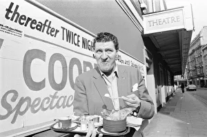 Meal Prints: Tommy Cooper seen here having breakfast outside The New Theatre, Oxford