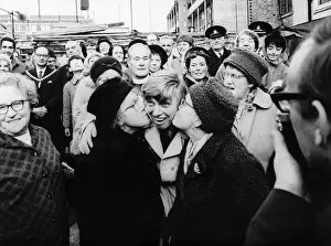 00112 Prints: Tommy Steele with seventy one year old Dorothy Sargent and his Aunt Amerlia Theobald He