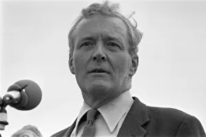 Shirt Prints: Tony Benn seen here making a speech during the Labour Party march and rally