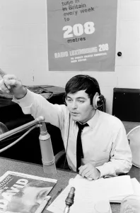 01036 Prints: Tony Blackburn, the 22 year old Disc Jockey, presenting his Radio Luxembourg radio show