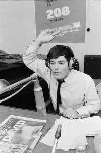 01036 Prints: Tony Blackburn, the 22 year old Disc Jockey, presenting his Radio Luxembourg radio show