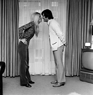 Tony Blackburn with his girlfriend Lynn Partington photographed in his Regents Park flat