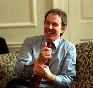 10 Downing Street Prints: Tony Blair British prime minister in 10 Downing Street 1998